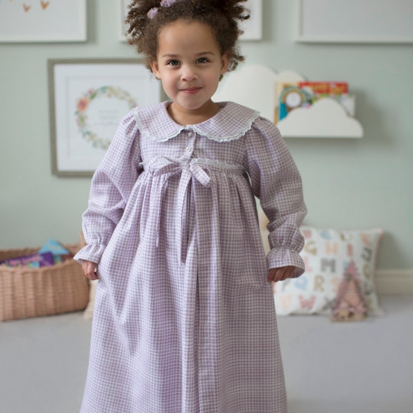 Patron de couture PDF de chemise de nuit et de peignoir Luna, y compris de 12 mois à 14 ans, patron de robe de chambre pour fille, patron de chemise de nuit pour fille