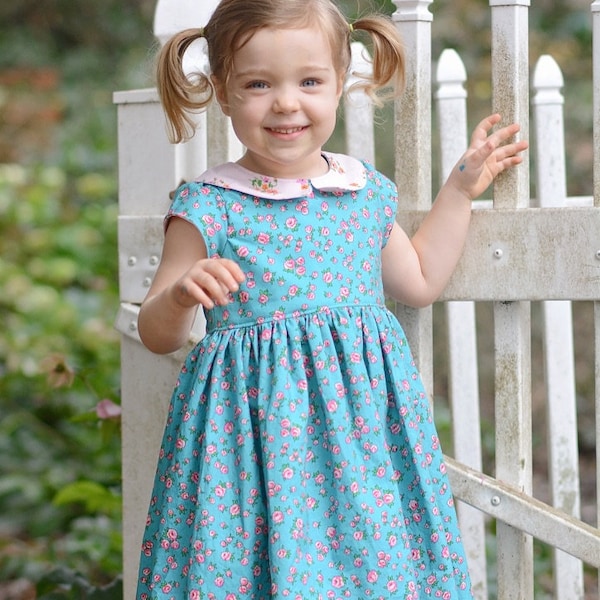 Kensington Dress and Top PDF Sewing Pattern, including sizes 12 months - 14 years, Girls Dress Pattern, Collar, Pintucks