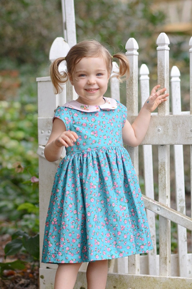 Kensington Dress and Top PDF Sewing Pattern, including sizes 12 months 14 years, Girls Dress Pattern, Collar, Pintucks image 1