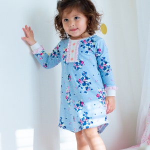 Lassen Pajama Set & Nightgown PDF Sewing pattern, including sizes 12 months 14 years, Unisex Pajama Pattern, Nightgown Pattern image 5