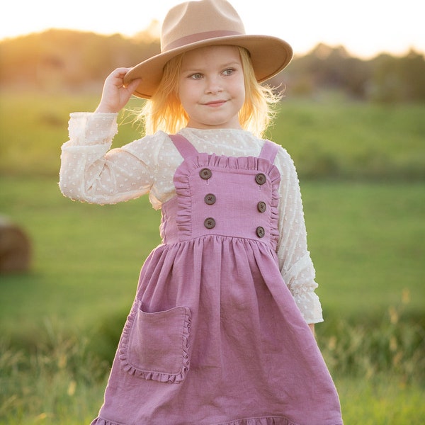 Arvada Dress PDF Sewing Pattern, including sizes 12 months - 14 years, Girls Dress Pattern, Bib Front Dress