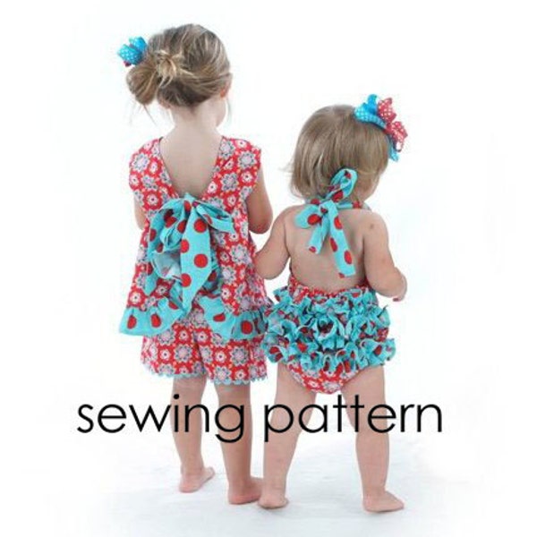 Ruffled Pinafore Pattern - Easy Girls Sewing Tutorial, PDF, Baby to Toddler