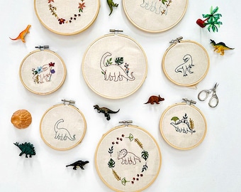 Senoia Hand Embroidery PDF Pattern, Featuring Multiple Dinosaur Designs, Beginner Friendly Hand Embroidery Pattern, Dinosaur Embroidery