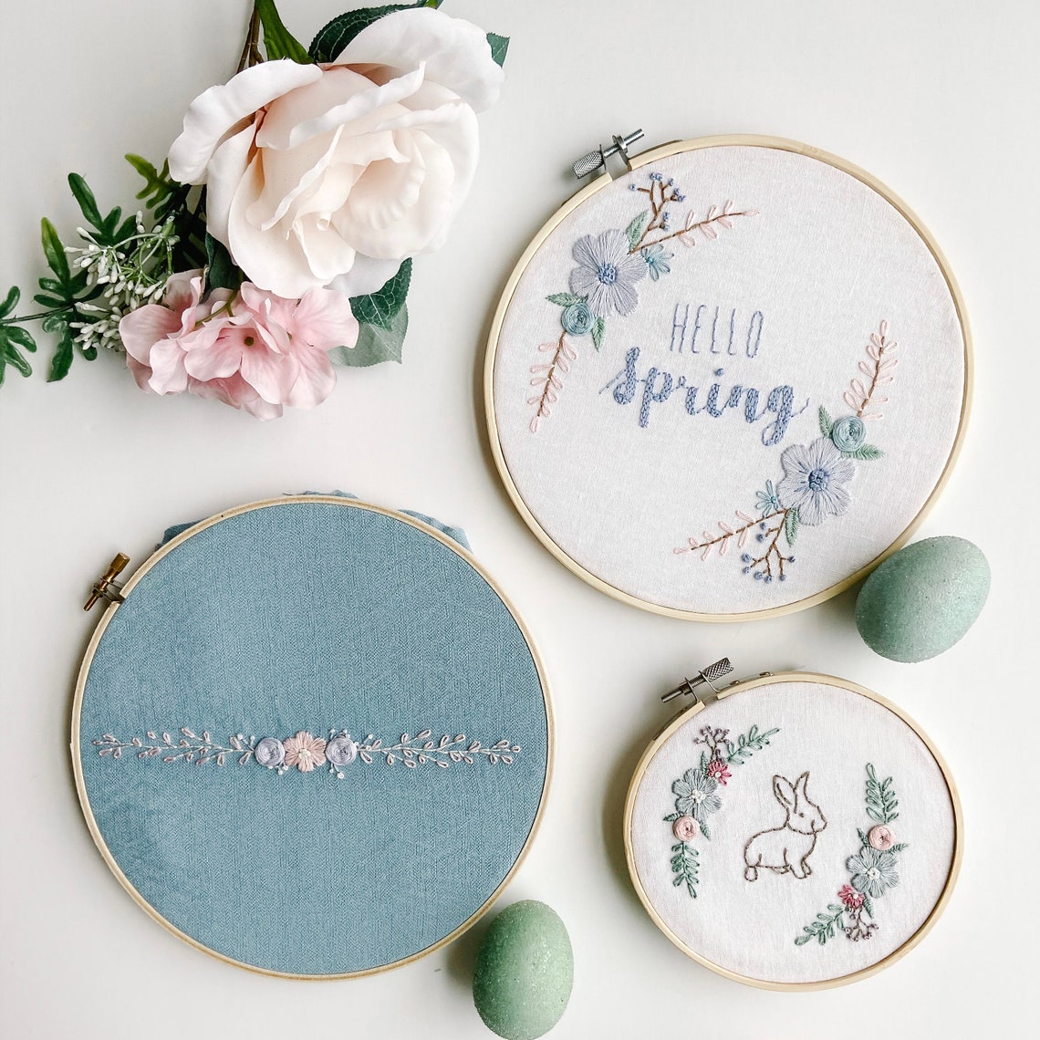 Aurora Hand Embroidery PDF Pattern including bunny flowers Etsy