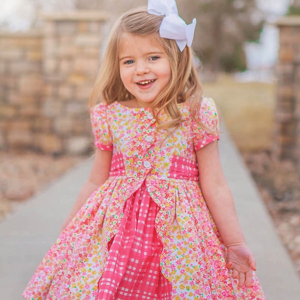 Sydney Dress PDF Sewing Pattern, including sizes 12 months - 14 years, Girls Dress Pattern, Puff sleeve Dress, Elbow Length, Sleeveless