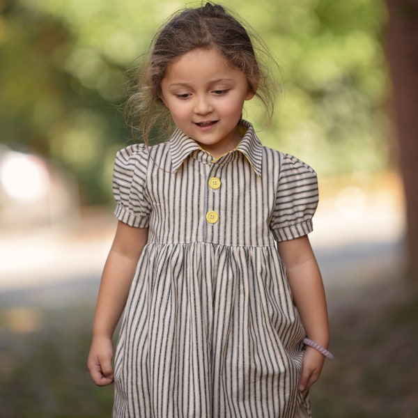 Patron de couture PDF pour robe et haut Westport, comprenant les tailles 12 mois-14 ans, patron de robe pour fille, robe à manches longues, manches flottantes