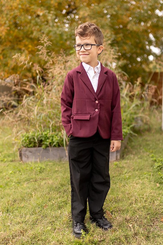 Boys Dark Burgundy Dress Shirt Boys Long Sleeve Formal Dress Shirts And  Ties Choice Of Colors