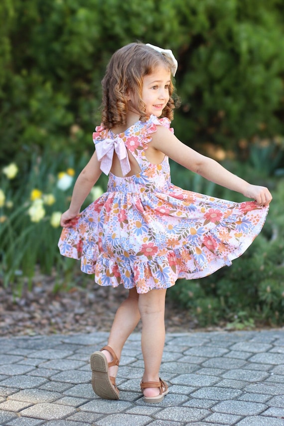 misha&puff 落書き Ruffle Sleeve Dress 4y Misha & Puff RUFFLE SLEEVE DRESS - COLA FLORA T