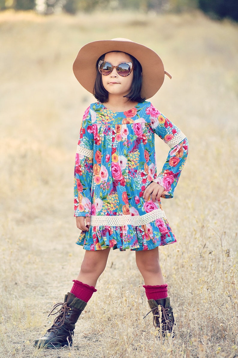 Aspen Knit Dress and Top PDF Sewing Pattern, including sizes 12 months 14 years, Girls Dress Pattern, Knit Dress Pattern, Top Pattern image 1