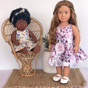 Sorrento Doll Dress PDF Sewing Pattern, including sizes 15&quot; and 18&quot; Doll Sizes, Doll Dress Pattern