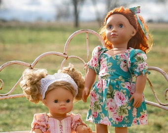 Lancaster Doll Dress PDF Sewing Pattern, including Doll sizes 13", 15" and 18", Doll Dress Pattern