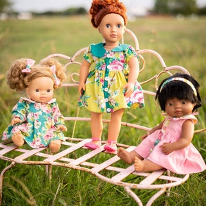 Edina Doll Dress PDF Sewing Pattern, including doll sizes 13&quot;, 15&quot; and 18&quot;, Doll Dress Pattern