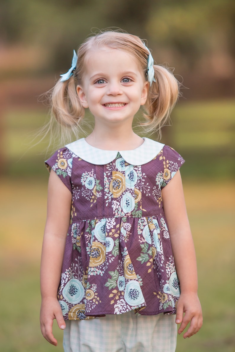 Kensington Dress and Top PDF Sewing Pattern, including sizes 12 months 14 years, Girls Dress Pattern, Collar, Pintucks image 6