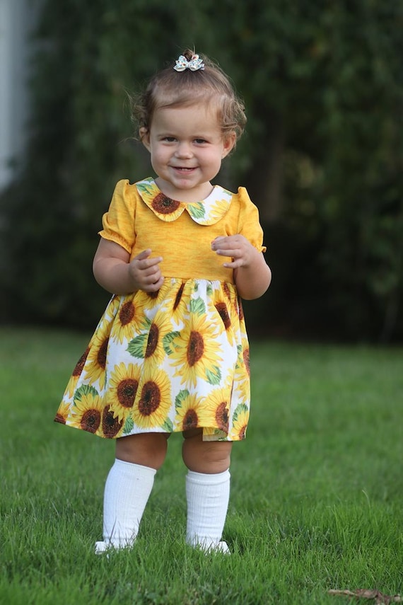 Newborn Baby Sunflower Infant Dress Sunflower Crochet Baby Dress, Cotton Crochet Baby Outfit, Yellow Newborn Baby Sunflower Infant Dress Sunflower Crochet Baby Dress, Cotton Crochet Baby Outfit, Yellow