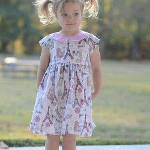 Kensington Dress and Top PDF Sewing Pattern, including sizes 12 months 14 years, Girls Dress Pattern, Collar, Pintucks image 7