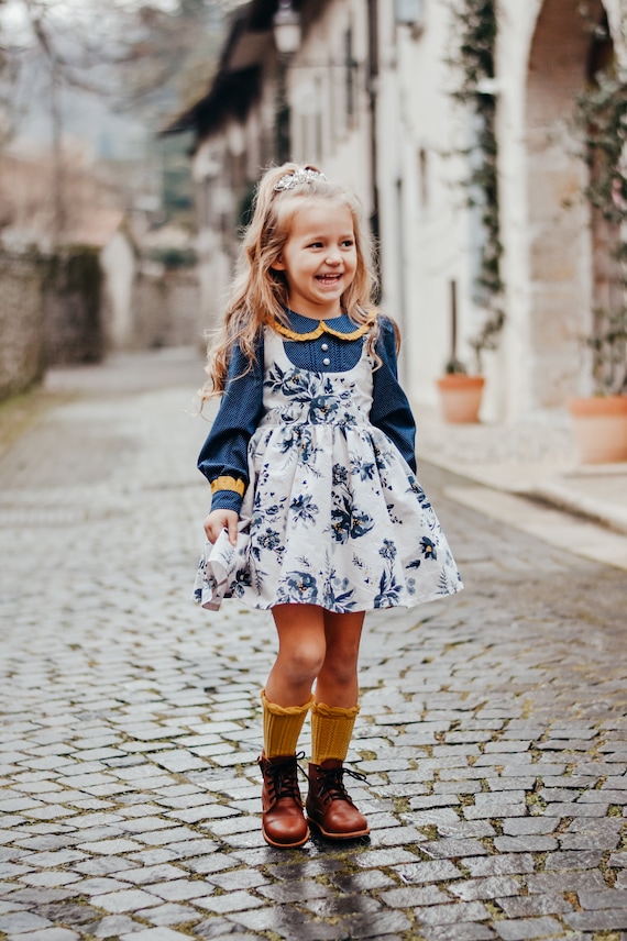 Abito a maniche corte in cotone a fiori bambina MARSHMALLOW/MULTICO A0CXS01 | Petit Bateau