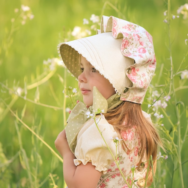 Clover Bonnet PDF Sewing Pattern, including sizes newborn - 4 years, Baby Bonnet Pattern, Classic Bonnet Sewing Pattern