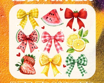 Summer Fruits Ready To Press, Coquette Watermelon DTF Transfer, Watermelon & Lemon Design, Strawberry Print,