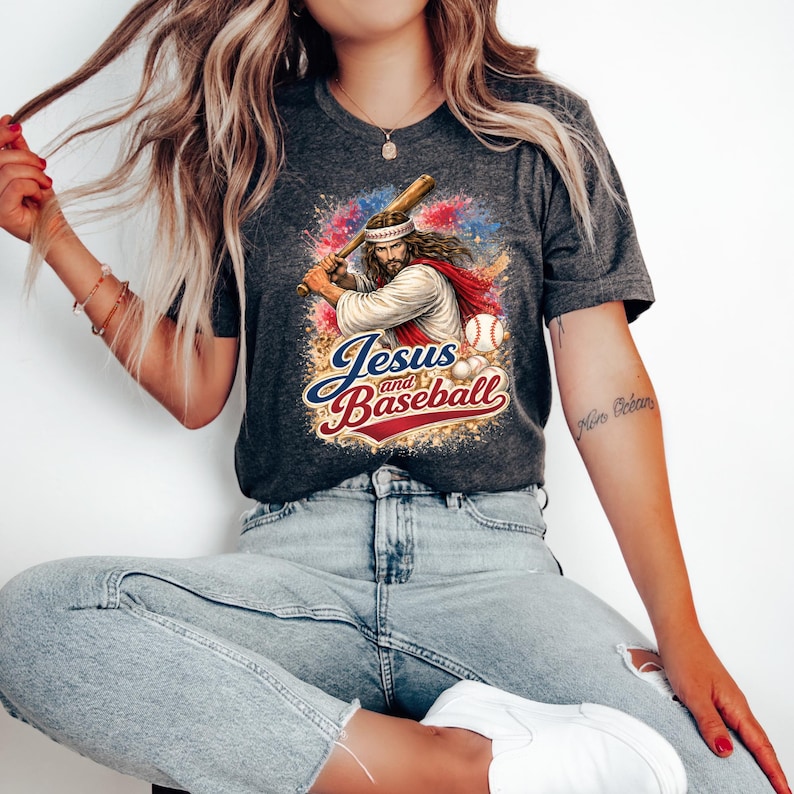 Jesus and Baseball DTF Transfer, Vintage Baseball Ready to Press ...