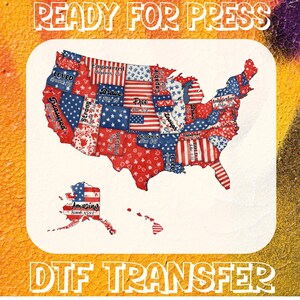 Carte rétro de l'Amérique des États-Unis, transfert DTF, 4 juillet prêt à presser, conception de verset de la Bible, American Girl Dtf, transfert de chaleur drapeau des États-Unis, américain 1776
