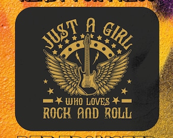 Rock and Roll Guitar DTF Transfer: Vintage Women's T-Shirt Design