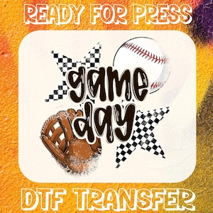 Retro Checkered Baseball Game Day DTF Transfer - Ready to Press