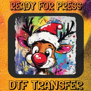 Christmas Reindeer Brushstrokes DTF Transfer, T-shirt Heat Press