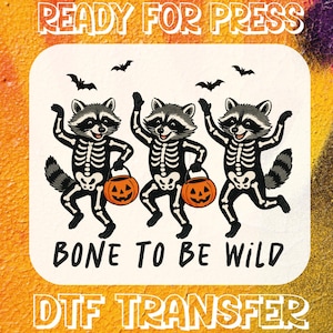Halloween Raccoon Dtf Transfer, Funny Halloween Dance Raccoon Dancing Ready To Press, Funny Fall Pumpkin Feral Dtf, Cute Raccoon Ghost Print