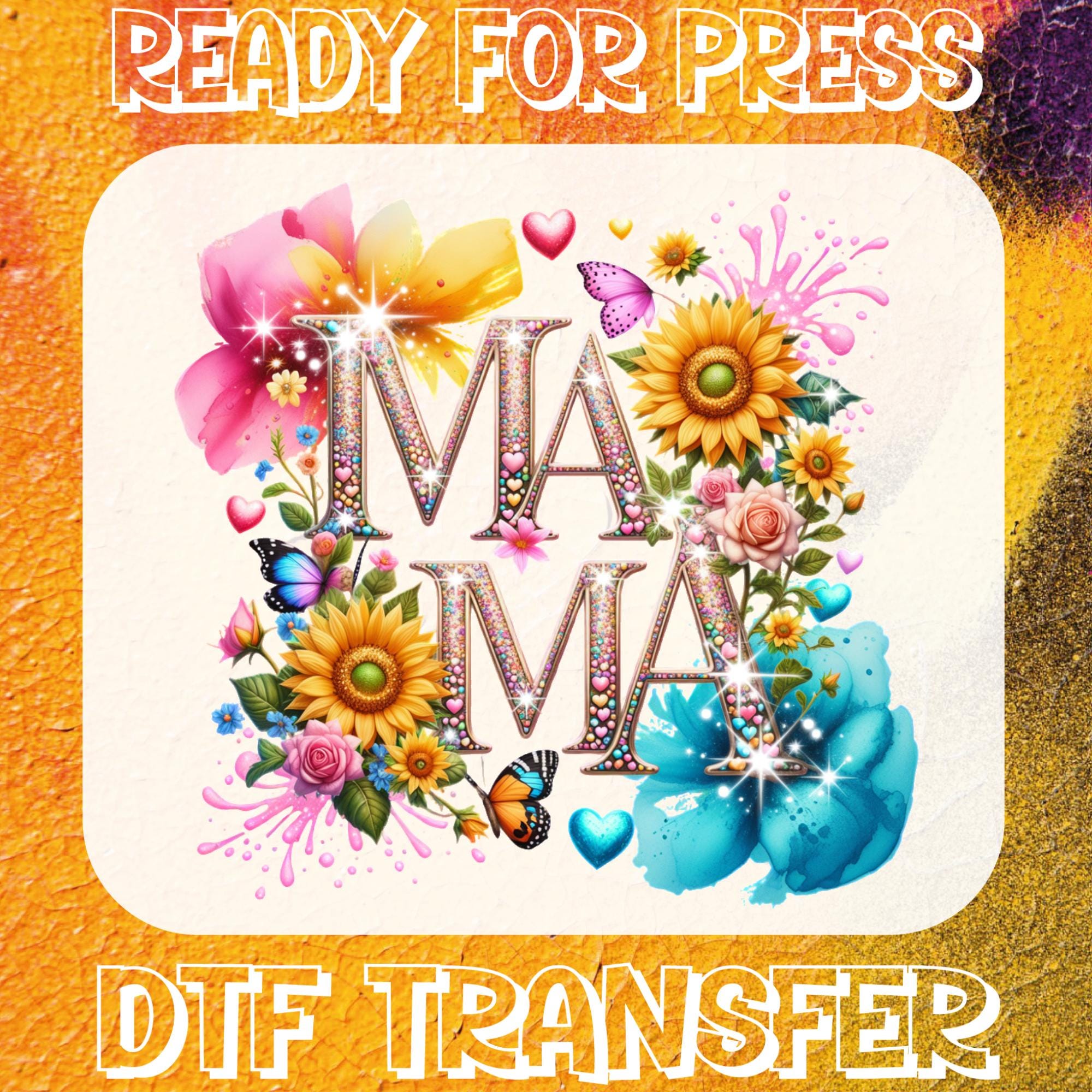 Floral Glitter Mama Ready to Press, Wildflower Mama DTF Transfer ...