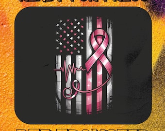 Breast Cancer Awareness USA Flag DTF Transfer, Pink Ribbon Patriotic Print