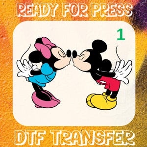 Mickey and Minnie Mouse DTF Transfer: Ready To Press Heat Transfer