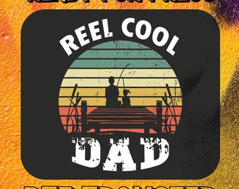 Reel Dad Fishing DTF Transfer, Retro Sunset Bass Fishing Print