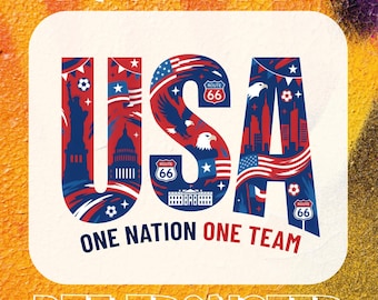 USA Patriotic DTF Transfer, Retro Sports Design, One Nation Team Print