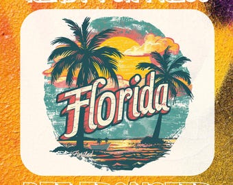 Florida Sunshine DTF Transfer, Retro Palm Beach Summer Heat Press Print