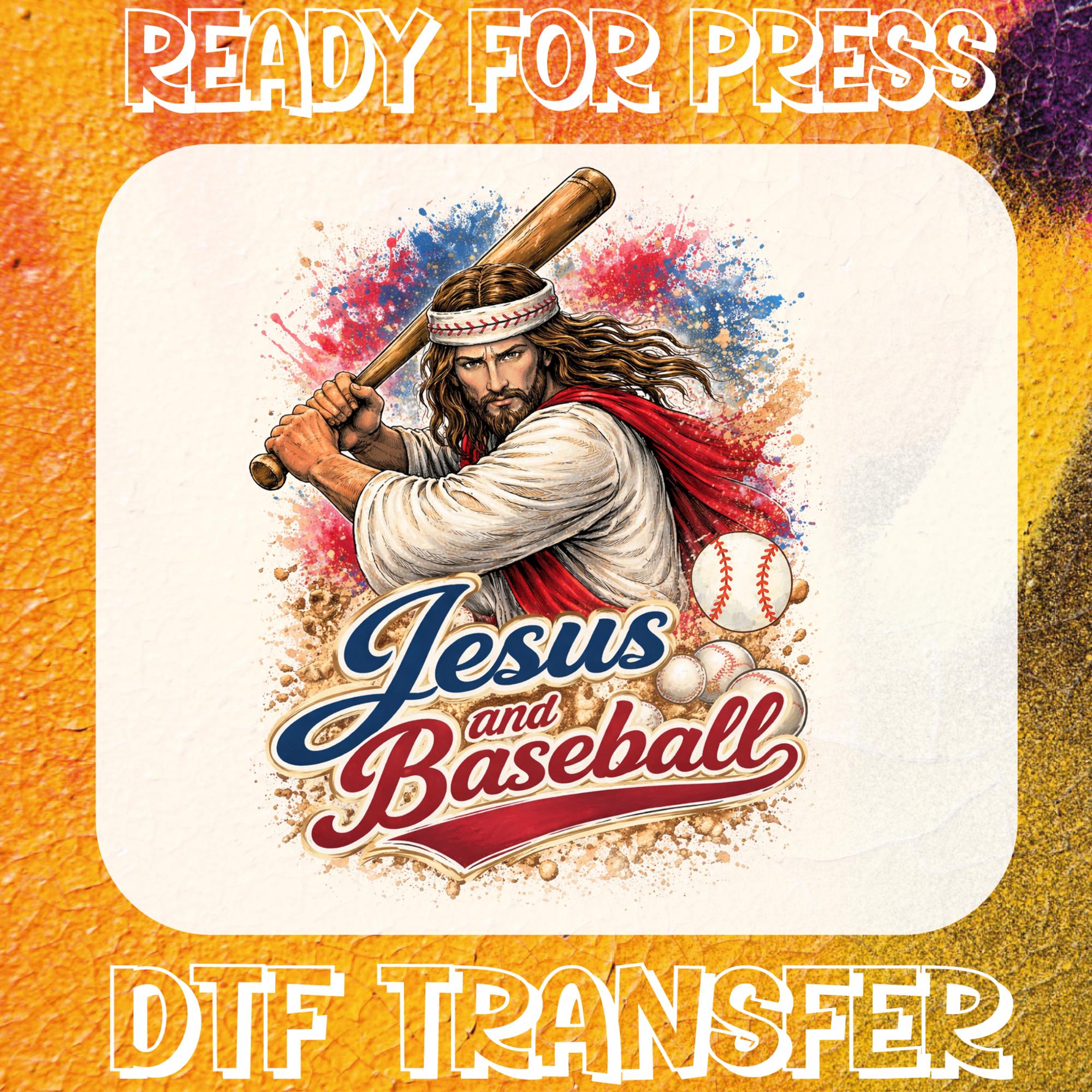 Jesus and Baseball DTF Transfer, Vintage Baseball Ready to Press ...