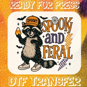 Spooky and Feral Raccoon Ready To Press, Funny Halloween Dtf Transfer, Creepy Cute Raccoon Dtf, Fall Pumpkin Dtf, Spooky Season Dtf,Bulk Dtf