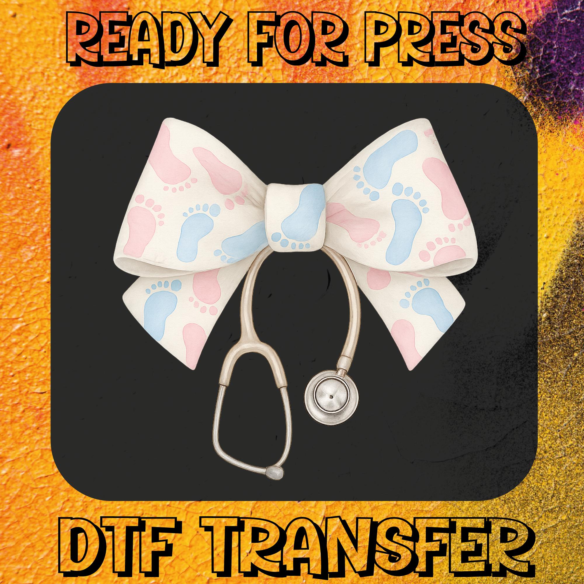 Labor and Delivery Nurse DTF Transfer, MBU Nurse Coquette Ready to Press, Nicu Bow Dtf Print, T-shirt Transfers, Neonatal,Stethoscope Desing