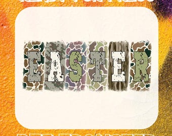 Retro Camo Easter Egg Hunter DTF Transfer, Boys Spring T-Shirt Print