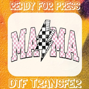 Transfert DTF rétro damier Mama, Checker Mama prêt à presser, cadeaux maman, Dtf de la mère, damier éclair Dtf, maman Dtf, mamans vintage
