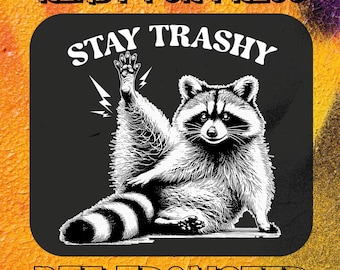 Stay Trashy Quote Ready To Press DTF, Funny Raccoon DTF Heat Transfer,  Sarcastic Raccoon Print, Iron-on