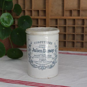 Antique Julien Damoy Lunéville Jam Pot, Vintage Paris Semi-Porcelain Pot, French Country Decor Utensil Holder
