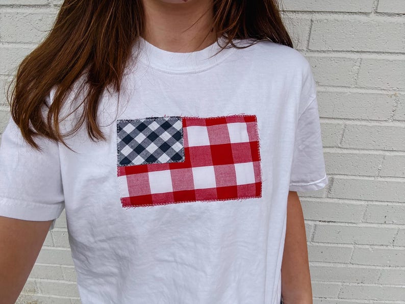 Handmade American Flag Patch Rib V-Neck Sleeveless Top