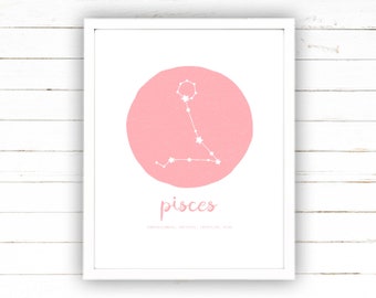 Pisces Zodiac Gift | Zodiac Constellation Printable Wall Art