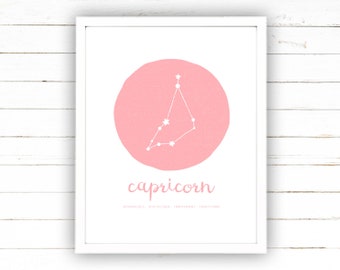 Capricorn Zodiac Art Star Constellation Design | Wall Art Printable for Large Wall Decor | Instant Download