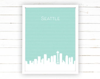 Seattle Skyline Art Printable Poster