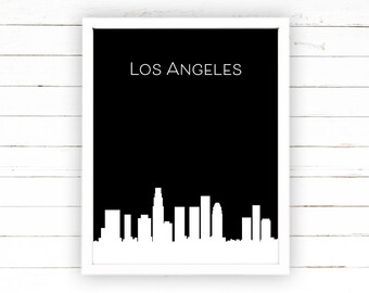 Los Angeles Skyline Modern Art Printable Poster Black Minimalist Print