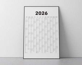 2026 Calendar Blank Vertical Yearly View, Extra Large Wall Calendar Printable