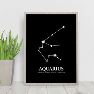 Modern Aquarius Zodiac Constellation Printable Wall Art - Etsy