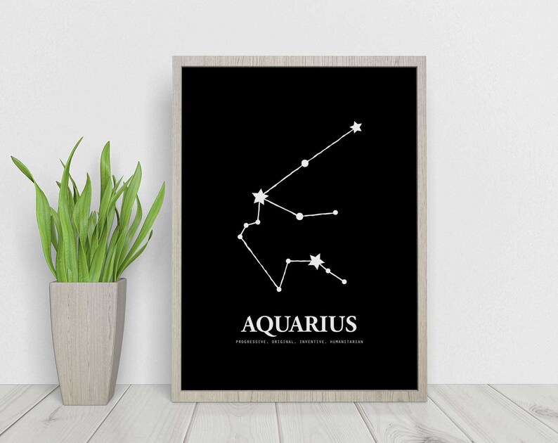 Modern Aquarius Zodiac Constellation Printable Wall Art - Etsy