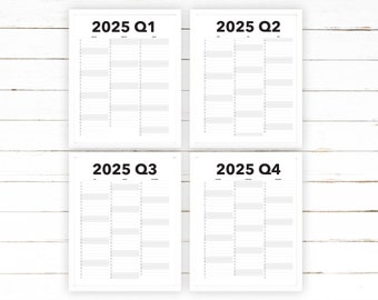 2025 Quarterly Calendar Printable - Blank Dated Quarterly Year View, Extra Large Wall Calendar Digital Printable